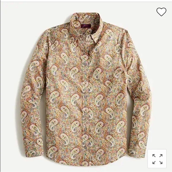 J. Crew Olive Green Slim Perfect Button Down Shirt in Liberty Lee Manor Paisley - Picture 5 of 13